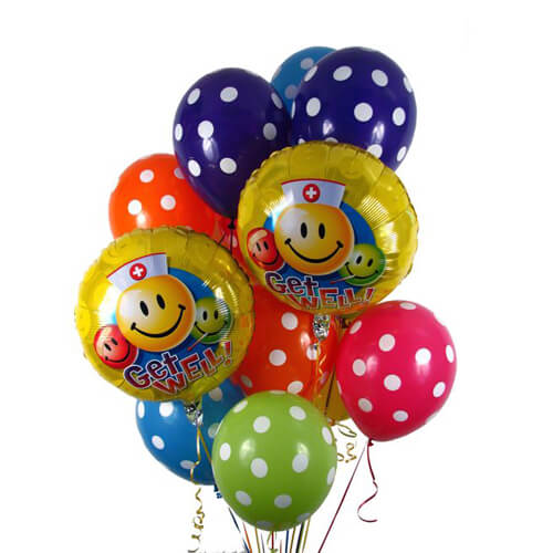 Party Balloon Get Well Soon Polka Dot Balloons Bouquet