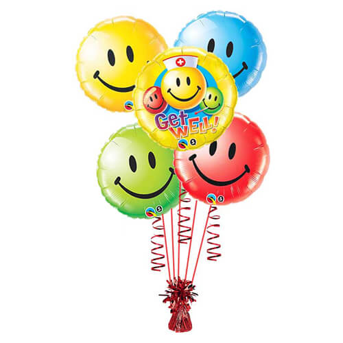 Party Balloon Get Well Soon Smiley Balloons Bouquet