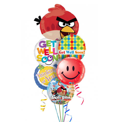 Party Balloon Get Well Soon Angry Bird Balloons Bouquet