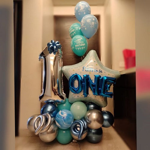 Party Helium Balloons Happy 1st (ONE) Birthday Bouquet