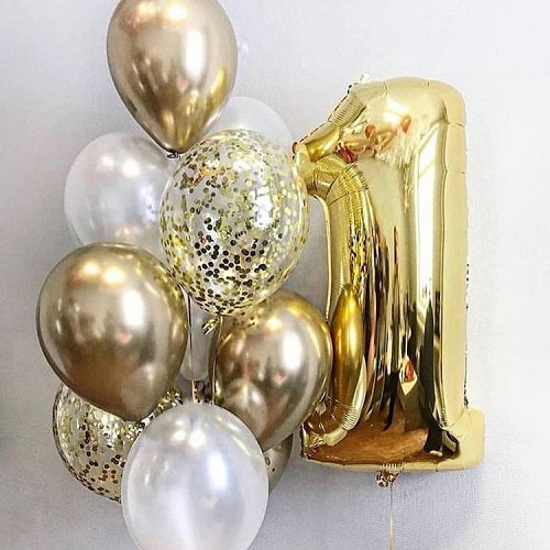 Special Party Balloon Gold 1st Birthday Helium Balloon Bouquet
