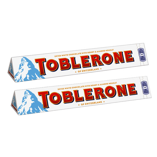 TOBLERONE WHITE CHOCOLATE WITH HONEY &amp; ALMOND NOUGAT, 100G (PACK OF 2) 