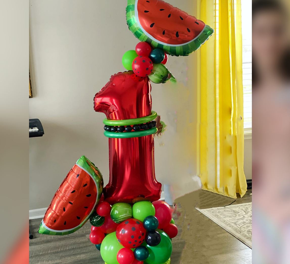 1st Birthday Food Theme Watermelon Cluster Balloon Bouquet