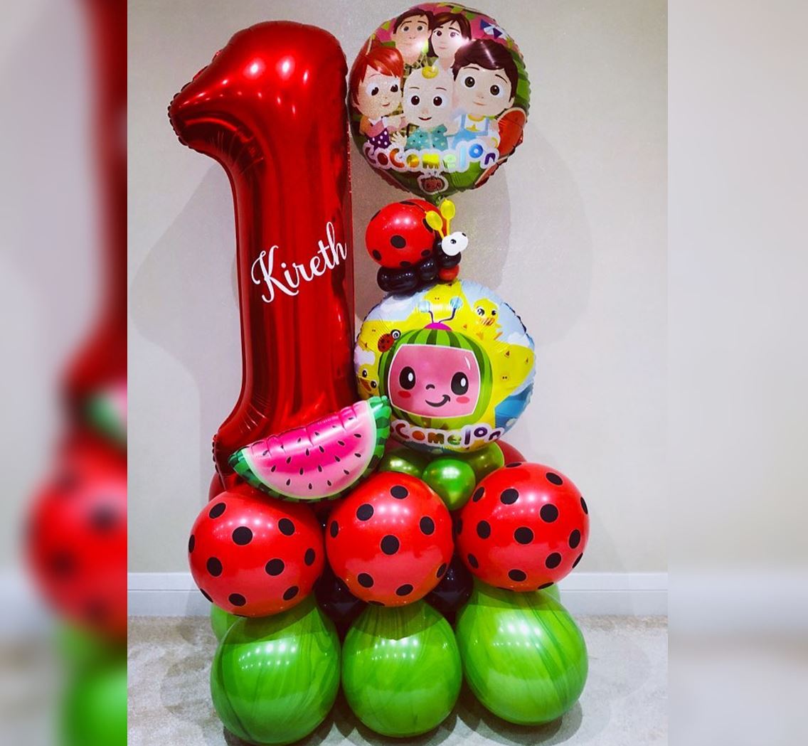 1st Birthday Watermelon Theme Cluster Balloon Bouquet