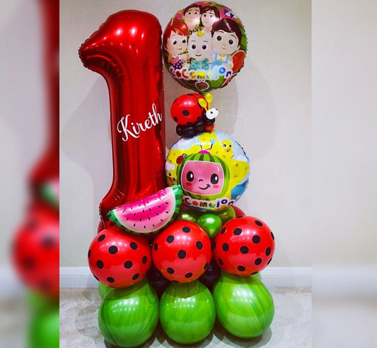 1st Birthday Watermelon Theme Cluster Balloon Bouquet