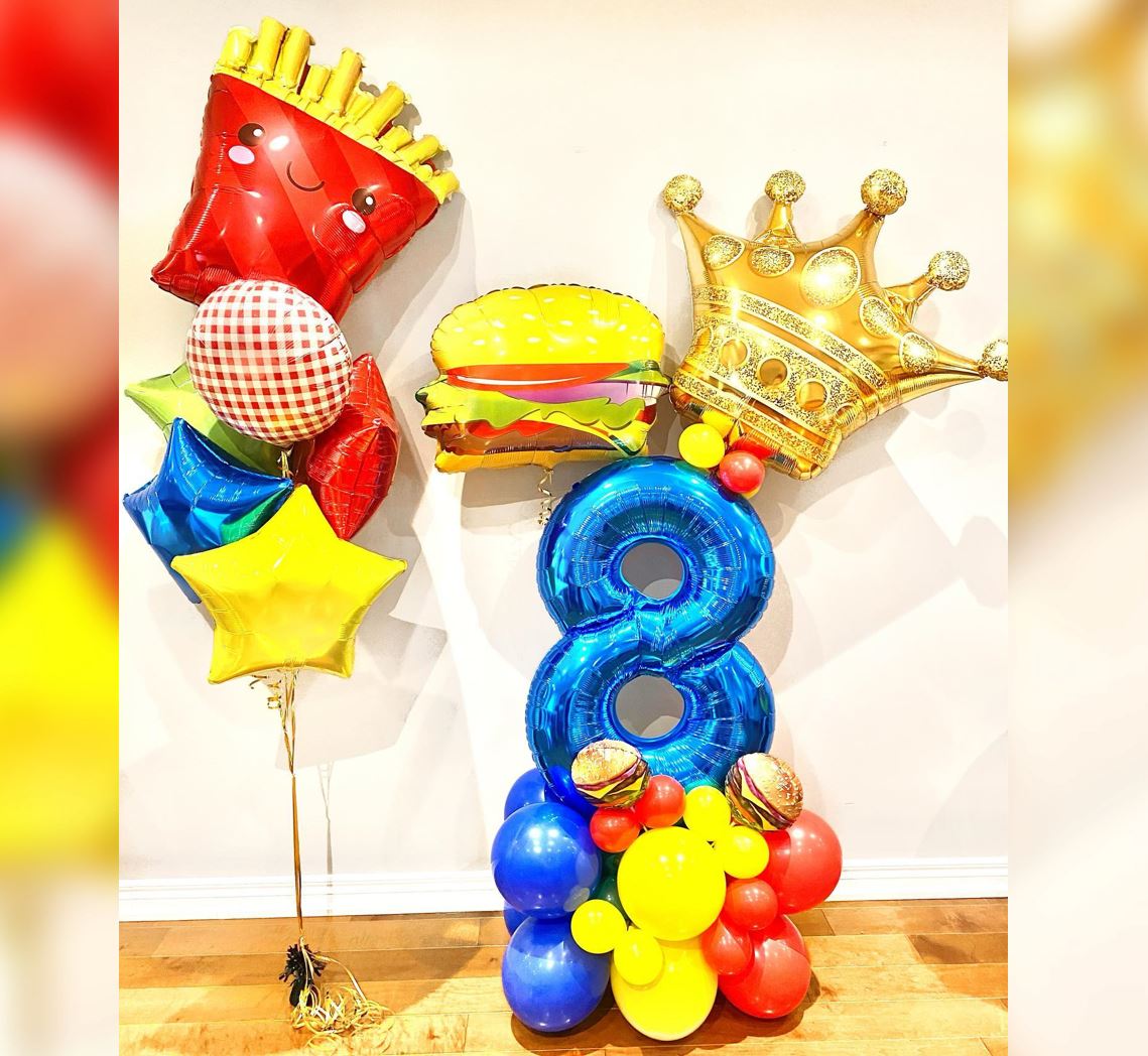 Food Theme 8th Birthday Balloon Bouquet