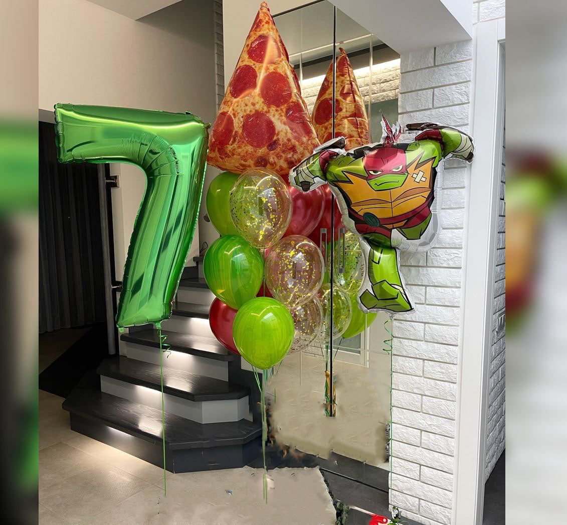7th Birthday Pizza Balloon Bouquet