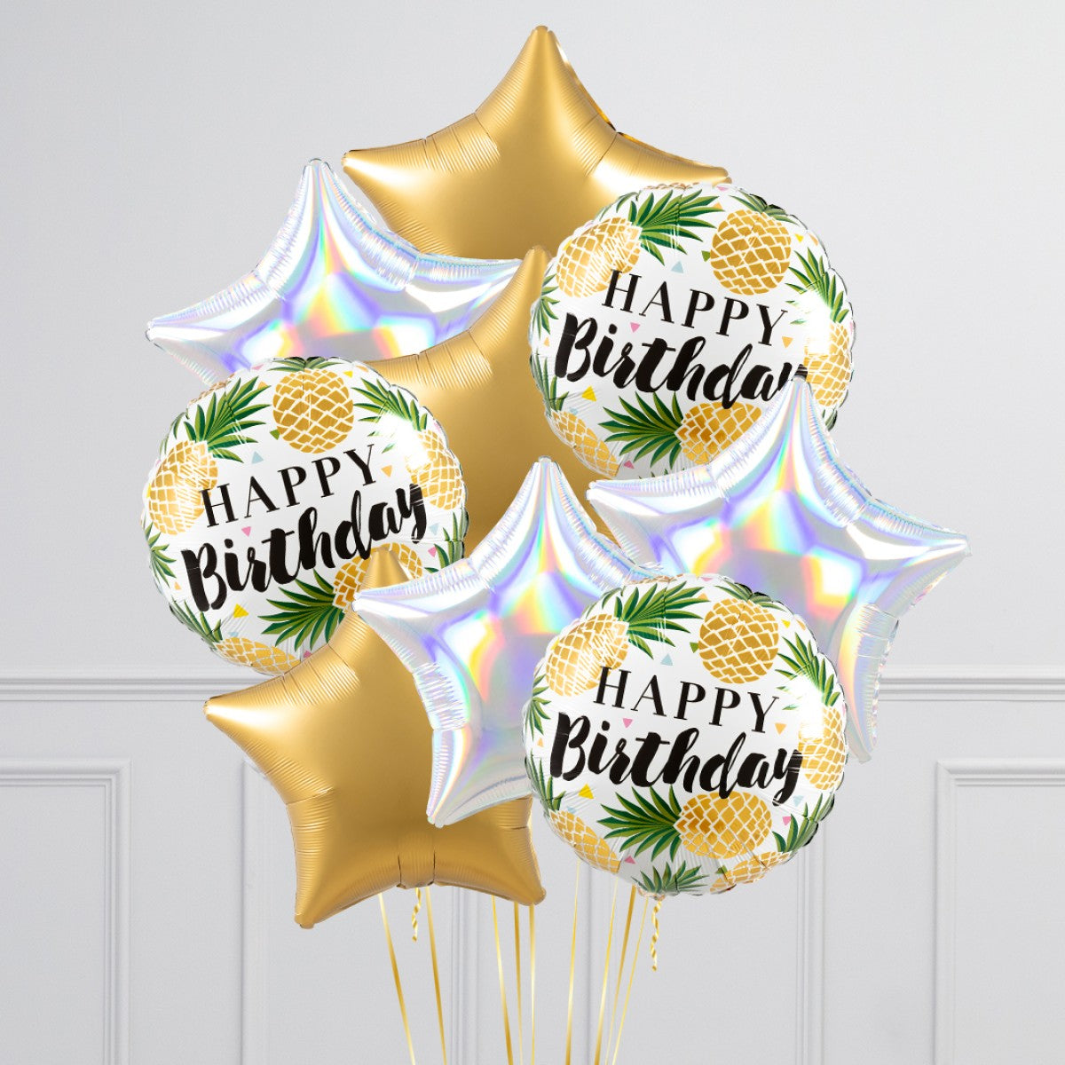 HBD Pineapple Theme Star Balloon Bouquet
