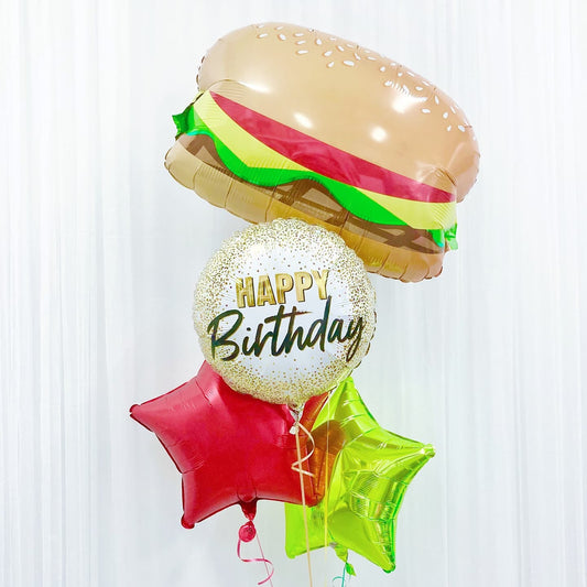 HBD Food Theme Burger Balloon Bouquet