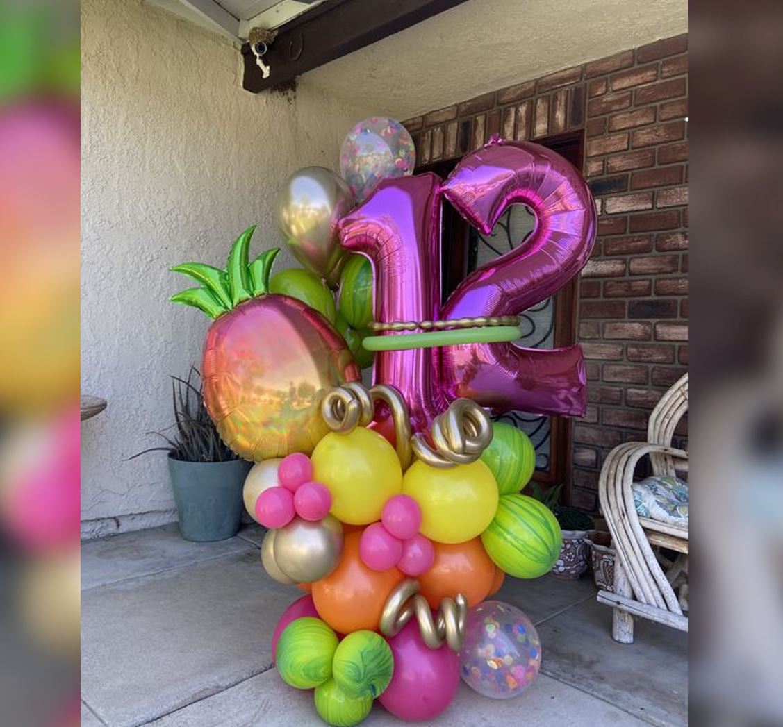 12th Birthday PineApple Theme Balloon Bouquet