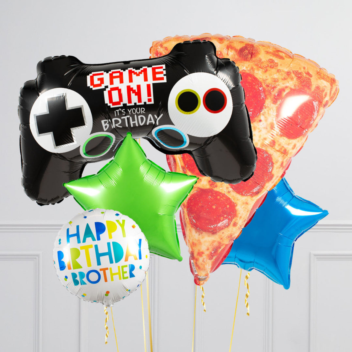 Game On Theme Pizza Balloon Bouquet