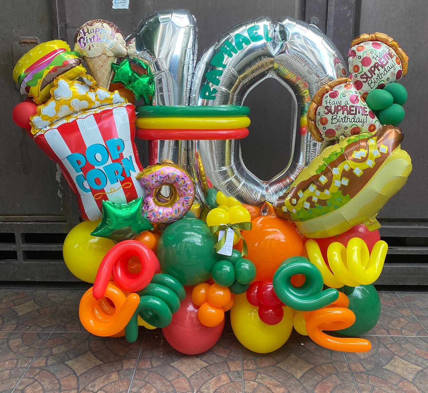 10th Birthday Food Theme Cluster Balloon Bouquet