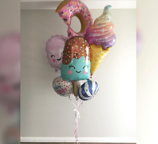 HBD Food Theme Balloon Bouquet