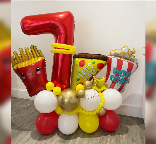 7th Birthday Food Theme Cluster Balloon Bouquet