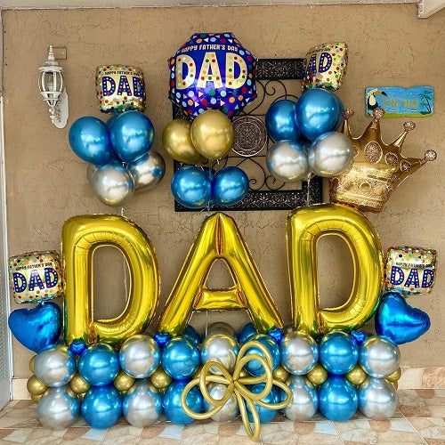 "DAD" Gold Letter Father's Day Cluster Balloon Bouquet