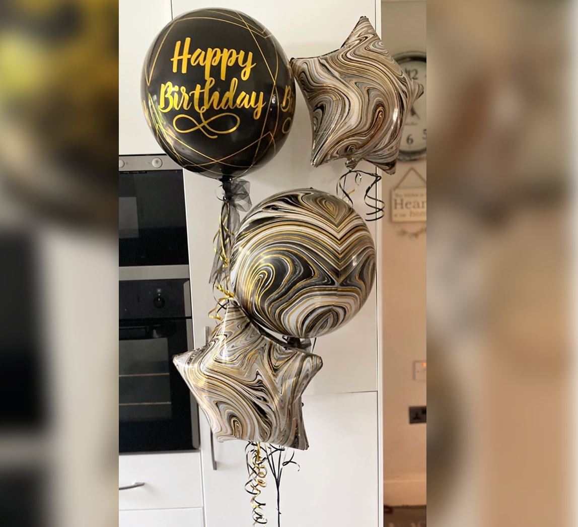 HBD Marblez Theme Balloon Bouquet