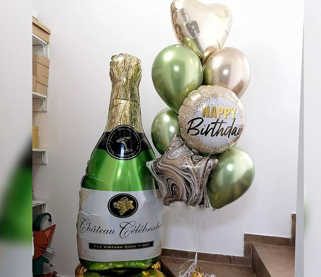 HBD Airloonz Champagne Balloon Bouquet