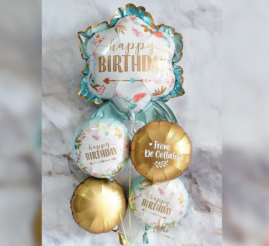 HBD Flowers Theme Balloon Bunch