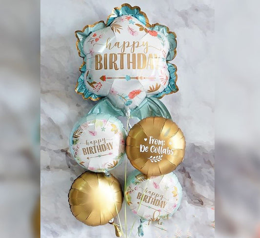 HBD Flowers Theme Balloon Bunch