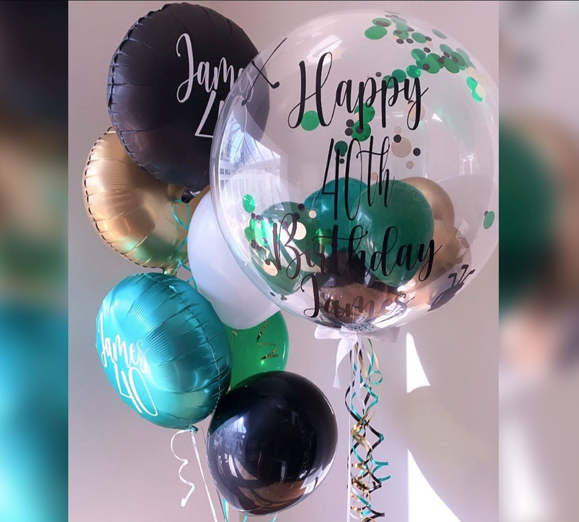 40th Birthday HBD Bubble Balloon Bouquet