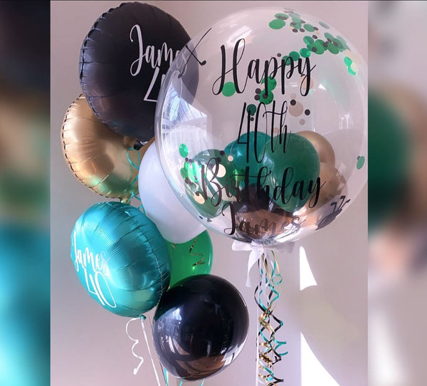 40th Birthday HBD Bubble Balloon Bouquet