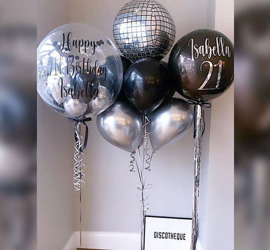 Personalized Bubble And Disco HBD Balloon Bouquet