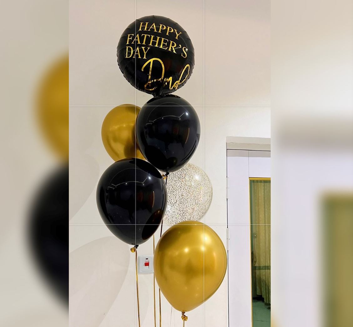 Black Round Happy Father's Day Balloon Bouquet
