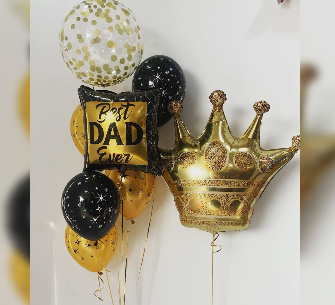 Crown Shape Best Dad Ever Theme Balloon Bouquet