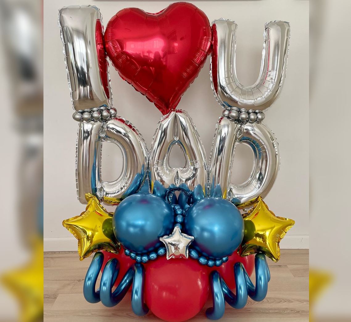 Father's Day Silver Letter Cluster Balloon Bouquet