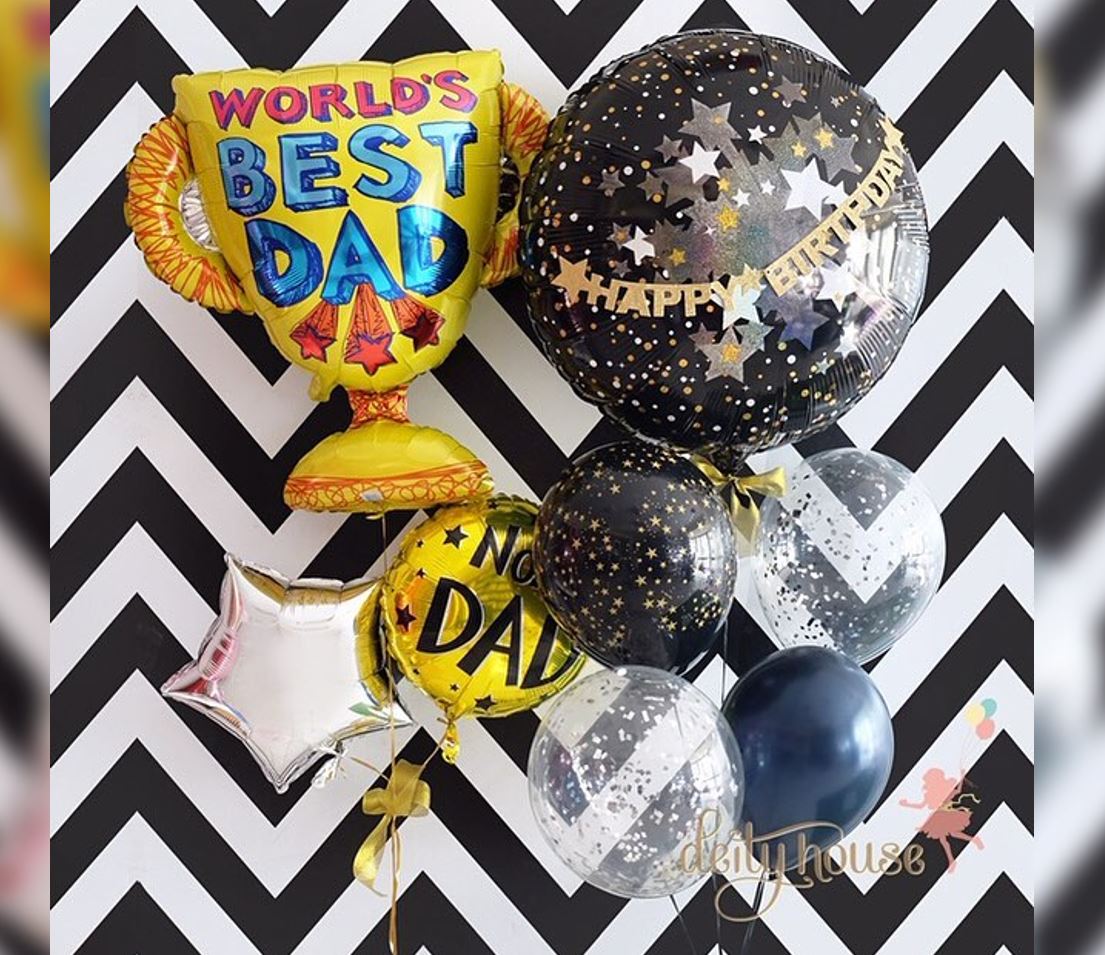World's Best Dad Star And Confetti Balloon Bouquet