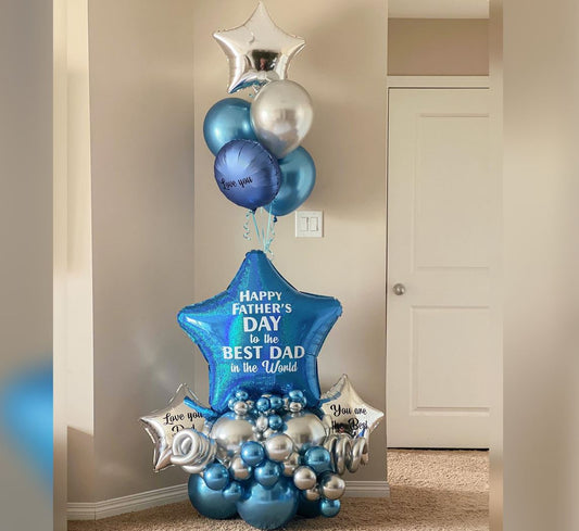 "BEST DAD IN THE WORLD" Jumbo Star Cluster Balloon Bouquet