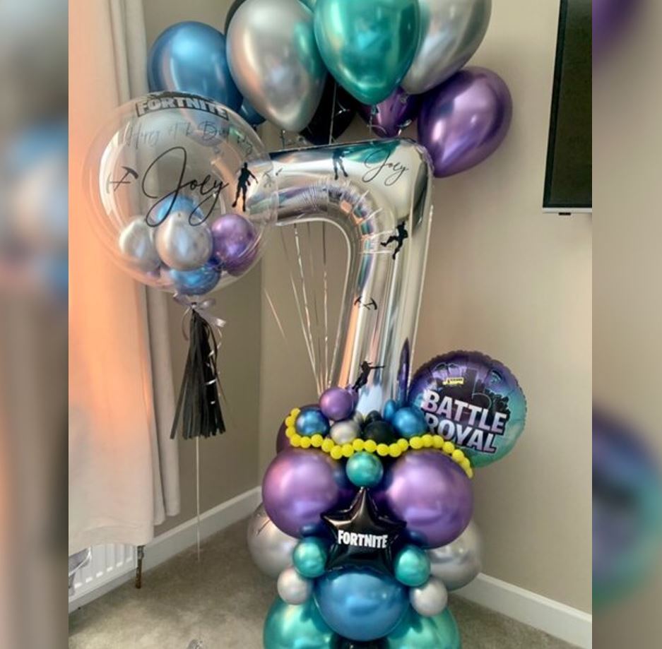 7th Birthday Fortnite Bubble Balloon Bouquet