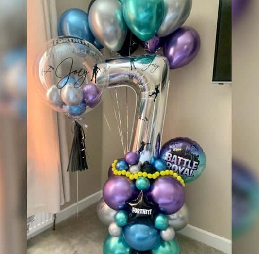 7th Birthday Fortnite Bubble Balloon Bouquet