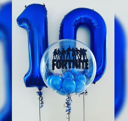 10th Birthday Fortnite Bubble Balloon Bouquet