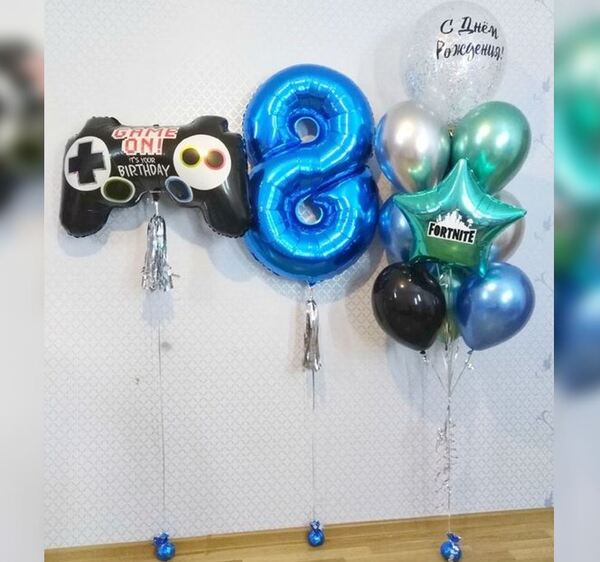 8th Birthday GAME ON Balloon Bouquet