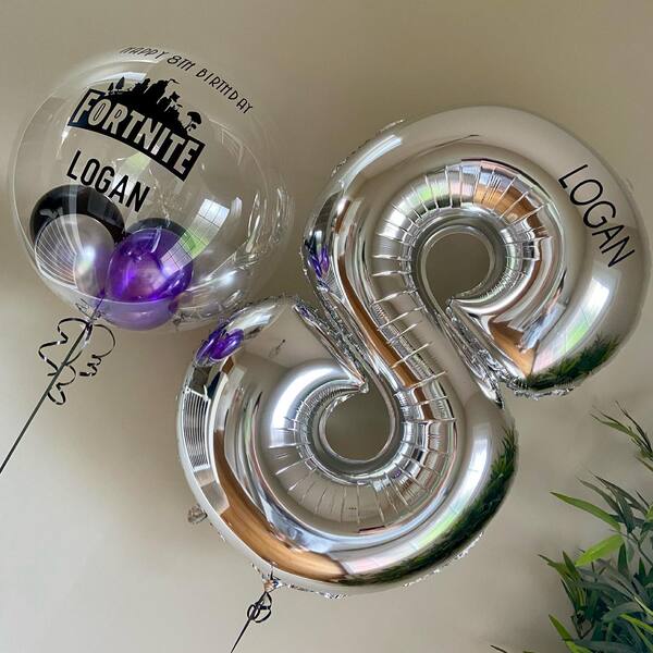 8th Birthday Fortnite Bubble Balloon Bouquet