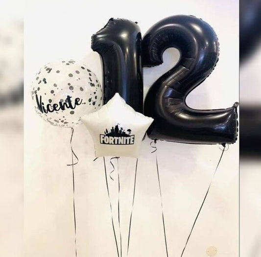 12th Birthday Fortnite Confetti Balloon Bouquet