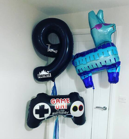 9th Birthday GAME On Llama Balloon Bouquet