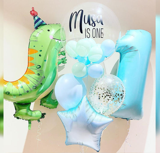 Dinomite T-Rex Theme 1st Birthday Boy Balloon Bouquet