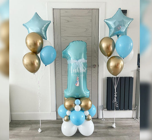 1st Birthday Boy Chrome And Stars Balloon Bouquet