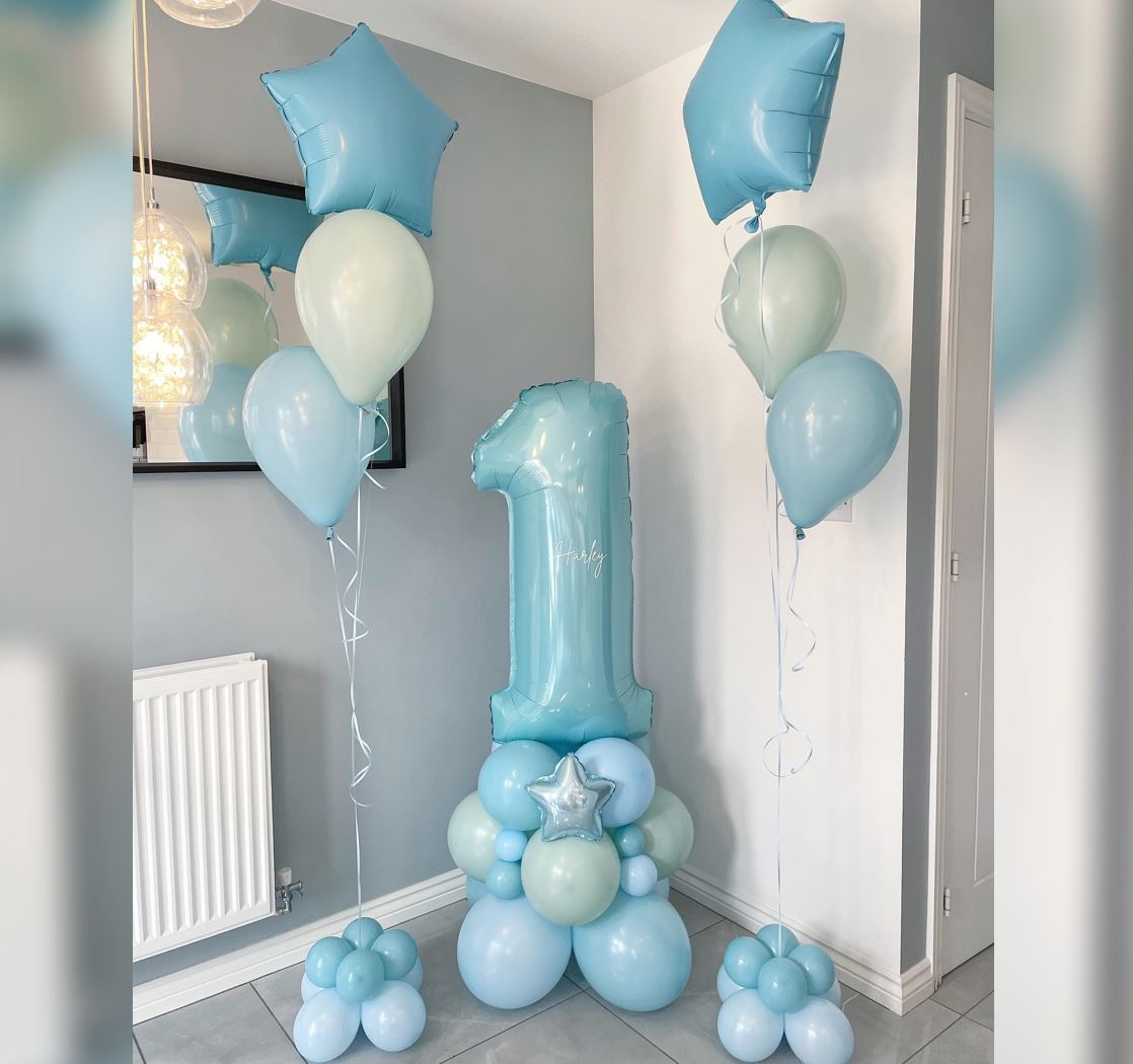 1st Birthday Boy Pastel Star Balloon Bouquet