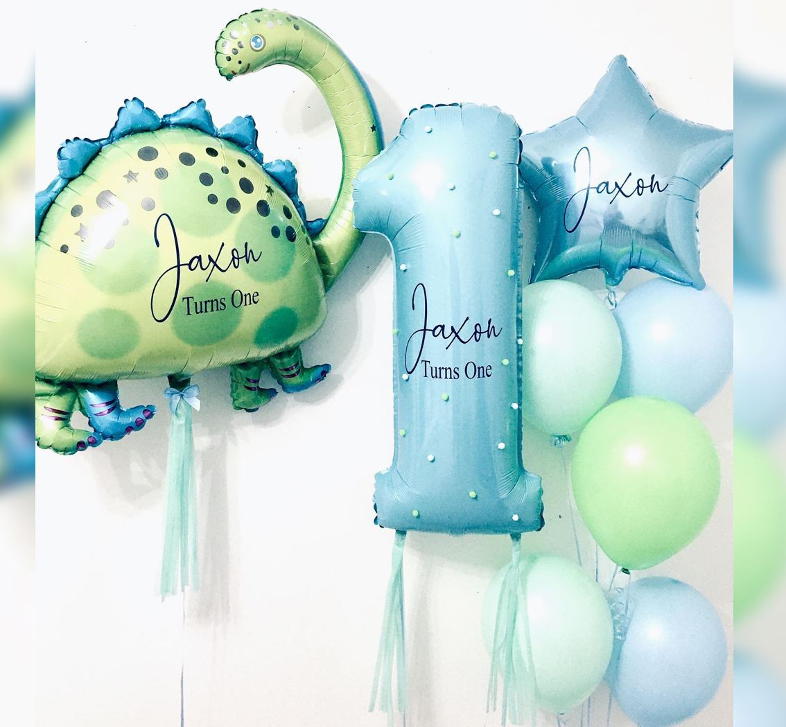 Stegosaurus Theme 1st Birthday Boy Balloon Bouquet