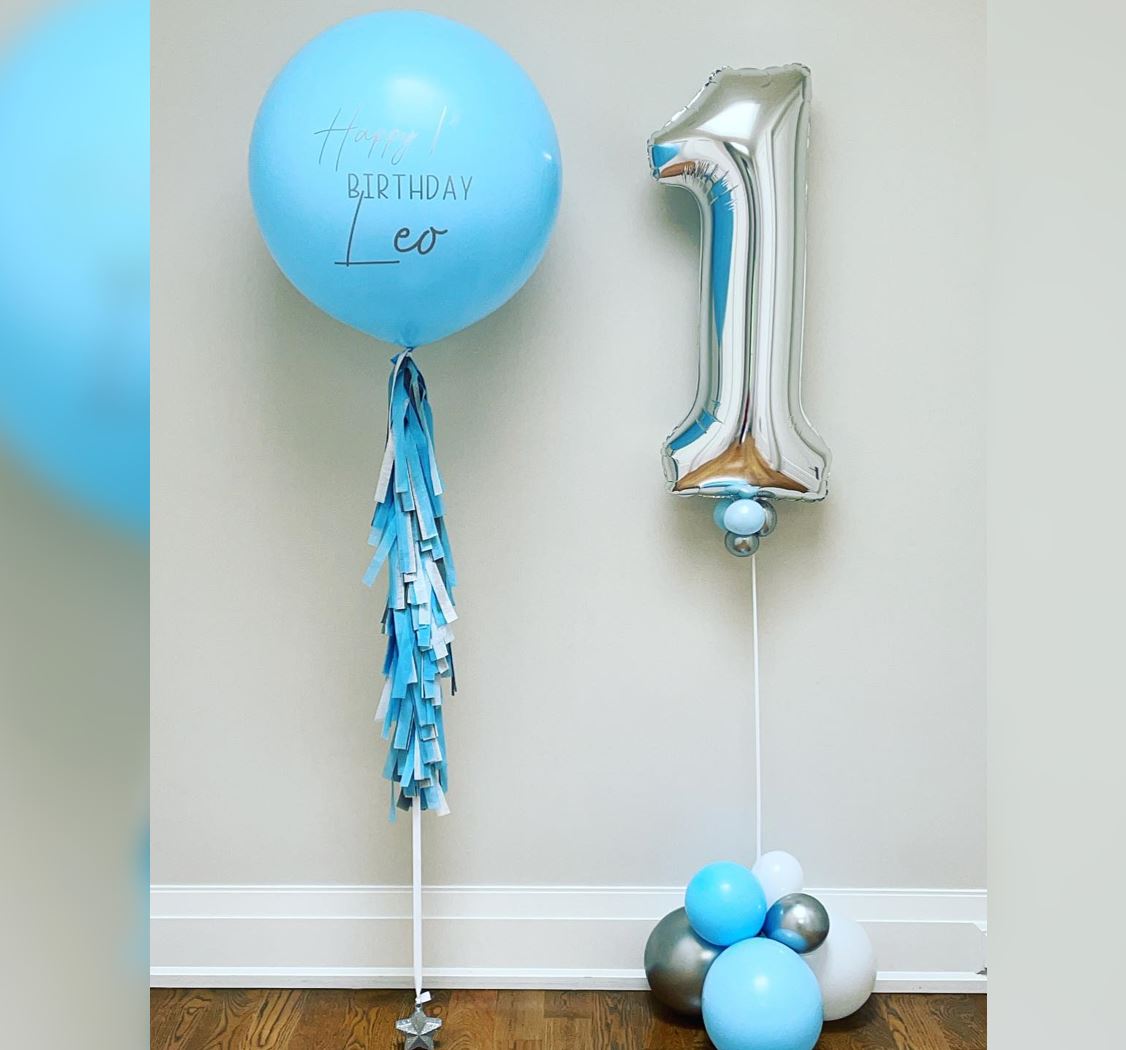 1st Birthday Boy Jumbo Latex Balloon BOuquet