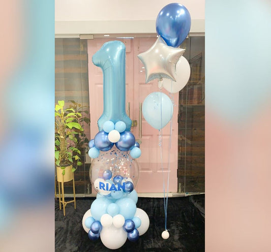 1st Birthday Boy Cluster Bubble Balloon Bouquet