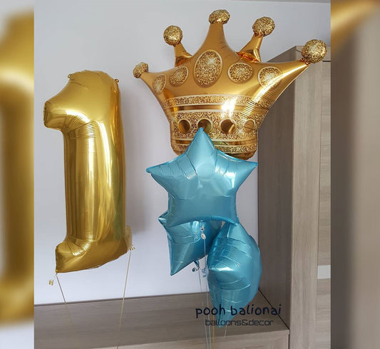 1st Birthday Boy King Balloon Bunch