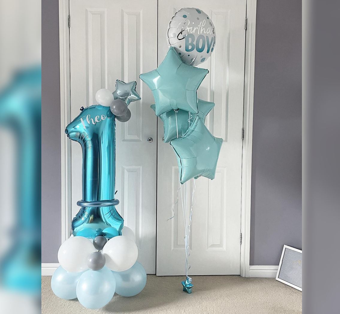 1st Birthday Boy Stars Balloon Bouquet
