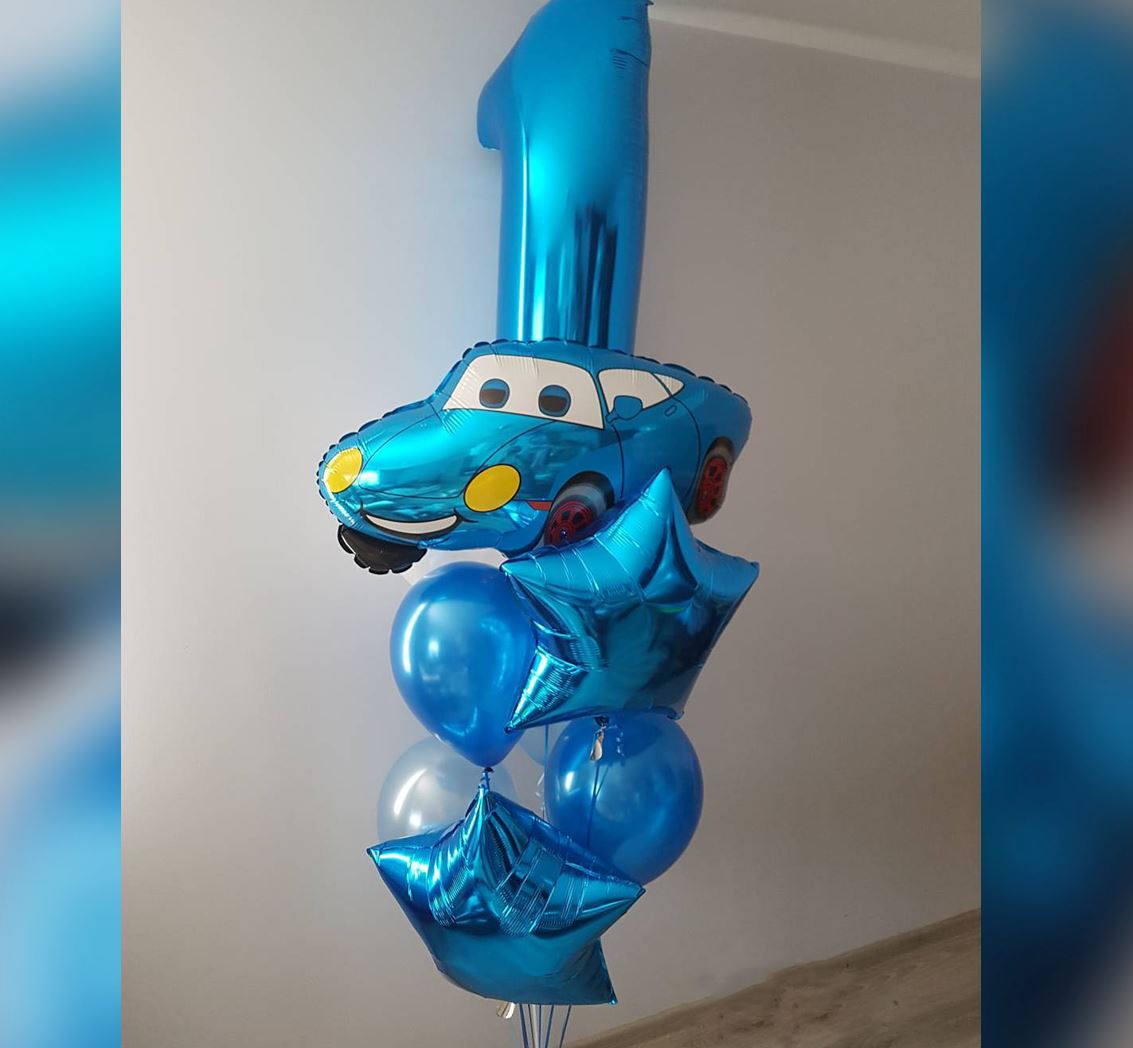 Cars Theme 1st Birthday Boy Balloon Bouquet