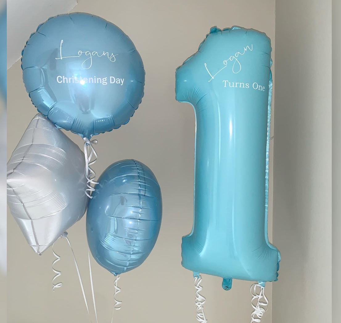 1st Birthday Boy Personalised Balloon Bunch