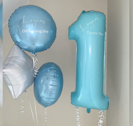 1st Birthday Boy Personalised Balloon Bunch