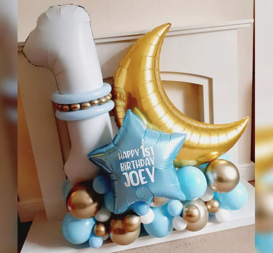 1st Birthday Crescent And Star Balloon Bouquet